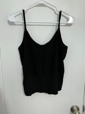 Y2K Jones New York Tank Top Medium Black Lace Stretch Knit Cropped Office Siren
